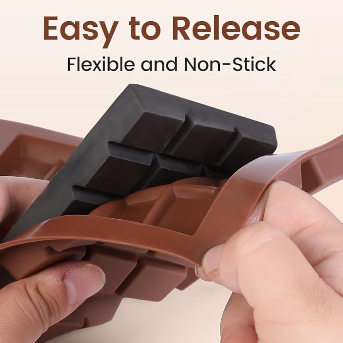 Deep Chocolate Bar Mold, Square Thick Silicone Chocolate Bar Mold for Stuffed Chocolate Bar, Wax Melt, Candy Bar Mold 3 Pack