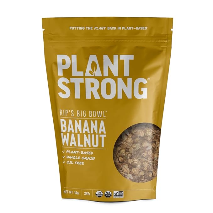 Rip's Big Bowl - PLANTSTRONG Banana Walnut Cereal (6-Pack) Non-GMO Whole-Grain Plant Based Oil Free Pack of 6 x 14oz Bags
