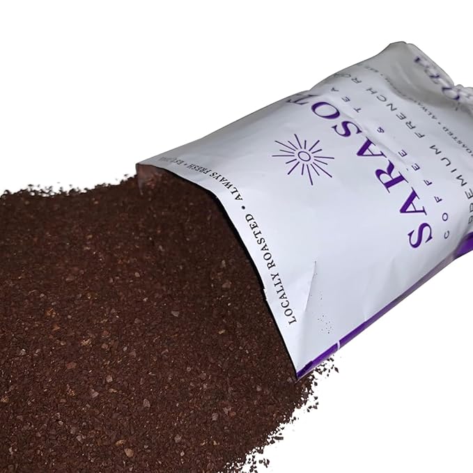 Sarasota Coffee Ground Packets | Low Acid Dark Roast Ground Coffee Packs | European French Roast | Mold Free Coffee Singles Packets | Ground Coffee Pouches | Individual Coffee Packets for 12 Cup Coffee Maker | 2 Ounce Bags, 36 Count