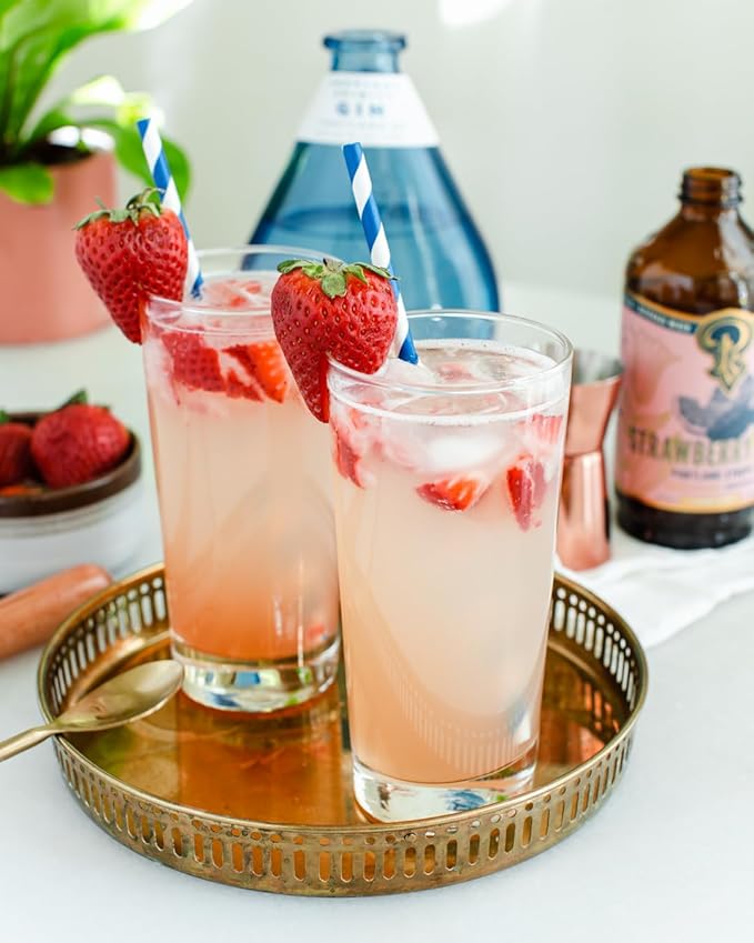 Portland Syrups Strawberry Lemon-Lime Syrup - Summer in a Glass with Tangy Citrus and Sweet Strawberries - Premium Beverage Concentrate for Cocktails, Standalone Sodas, and More - 12 oz with 24 Servings (Pack of 1)