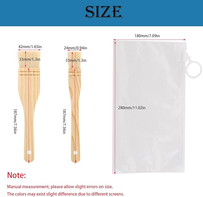 3PCS Pastry Brushes Basting Oil Brush with Goat Bristles and Hardwood Handles BBQ Cooking Baking Brush for Baking, Grilling, Cooking and Spreading Oil, Butter, BBQ Sauce, or Marinade