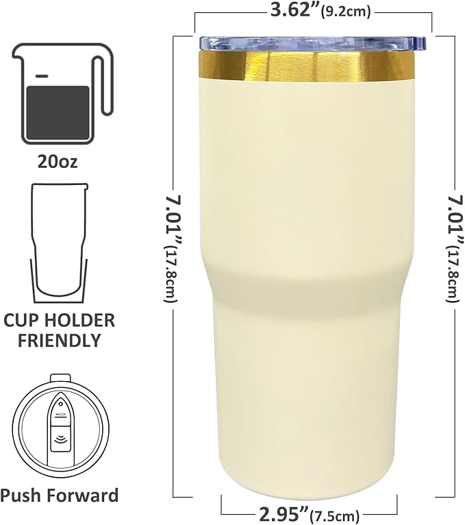 20 oz Tumbler Bulk 6 Pack Stainless Steel Tumblers with Lids and Straws, Double Wall Vacuum Insulated Travel Coffee Mug for Laser Engrave, Powder Coated Cups for Hot and Cold Drinks (Cream,6 pack)