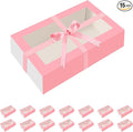 HAPPY POTATO 15 Pack Macaron Boxes for 12, 7.2×4×1.9 Inches, Macarons Packaging Boxes, Pink Macaron Gift Box with Window