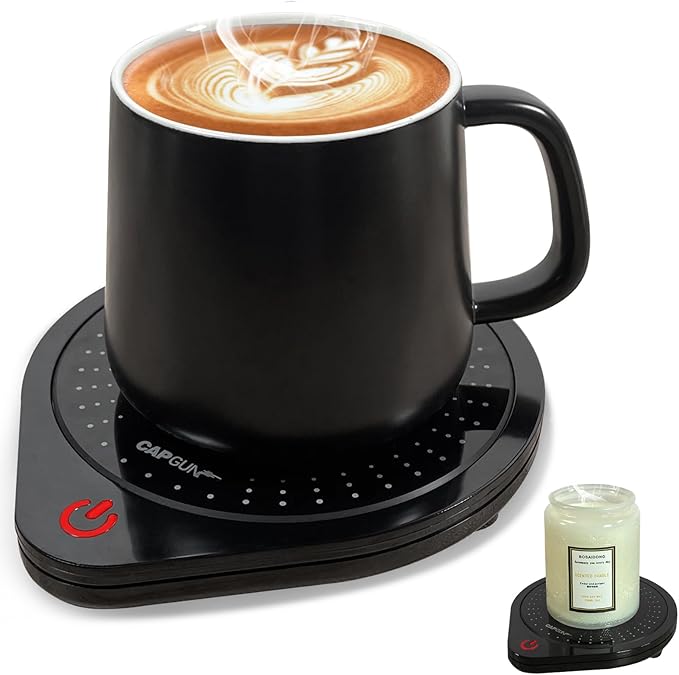 Electric Coffee Mug Warmers for Desk, 75℃ Precision Heating & Auto Shut Off, Spill-Proof Cup Warmer for Coffee/Tea/Milk/Hot Chocolate Beverages (Black)