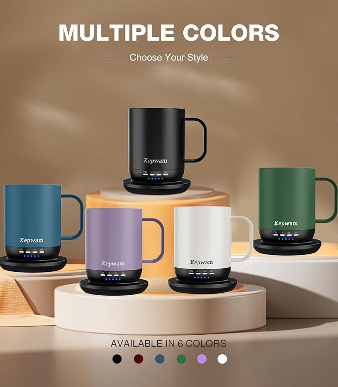 Self Heating Coffee Mug T1-16oz Fast Heating & Ultra Long-Lasting Battery Life, Heated Coffee Mug Up to 149℉ - Touch & App Controlled Coffee Mug, Birthday Gifts for Women and Men
