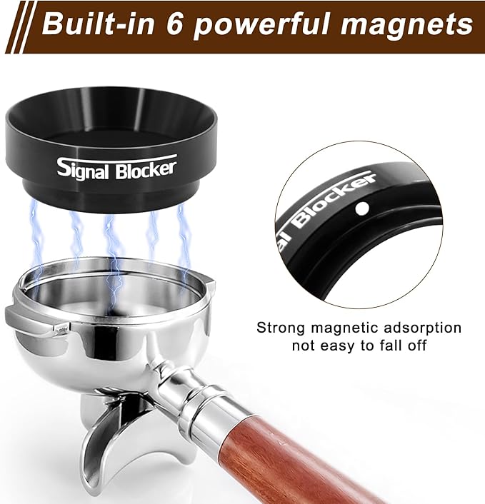 58mm Espresso Dosing Funnel & 58.5mm Puck Screen for Gaggia: Magnetic Coffee Dosing Ring Aluminium Metal - Reusable 1.7mm Thickness 150μm Puck Screen 316 Stainless Steel | Fits All 58mm Portafilters