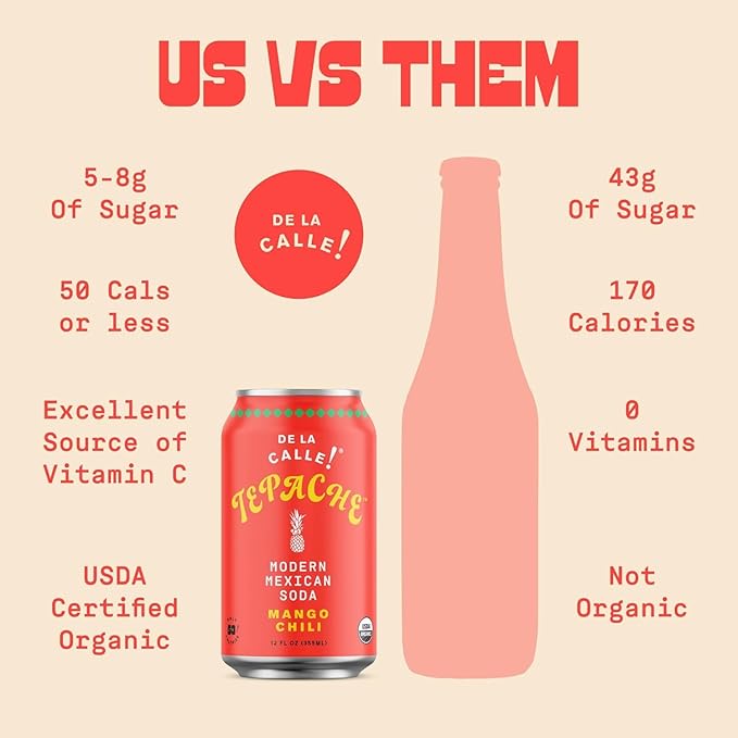 De La Calle Tepache - Mixta Variety Pack - Modern Mexican Soda - Craft Fermented Pineapple Sparkling Beverage - Certified Organic, Antioxidant Rich, Non-Alcoholic, Healthy Soda, Low Sugar, Low Calorie, Non-GMO
