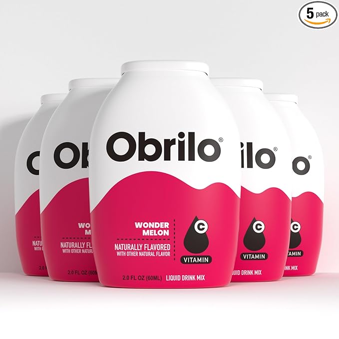 Obrilo Water Enhancer Liquid Flavoring Drops - ZERO Sugar/Calorie, Dye Free, Naturally Flavored Drink Syrup, 2.0 fl oz x 5 Bottles for Kids & Adults (Wonder Melon)