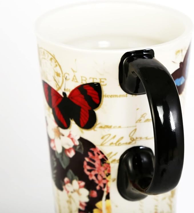 Topadorn Ceramic Travel Mug 17 oz. Coffee Latte Cup with Sealed Lid and Gift Box, Perfect for Coffee and Tea, 2 pack