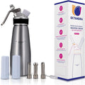 OCTANDRA Professional Whipped Cream Dispenser – 1 Pint Aluminum Whipper Canister - Whipping Siphon - Whip Cream Maker with 3 Stainless Steel Tips, 2 Charger Holders, Brush & Storage Cap