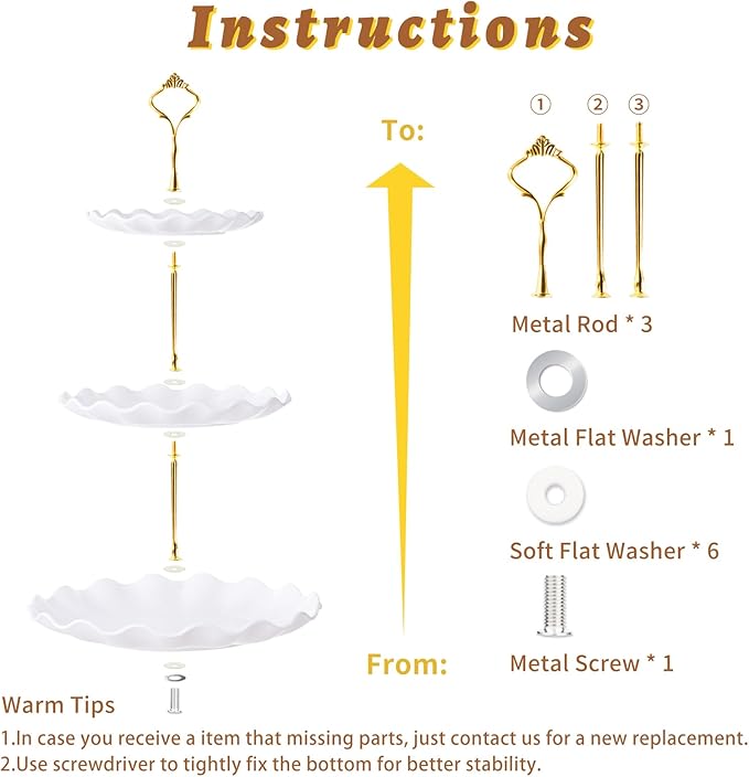 3 Tier Cupcake Stand Holder, Plastic Cup Cake Stand Towel with Tiered Serving Tray for Cupcakes, Donuts, Fruits and More, White (White)