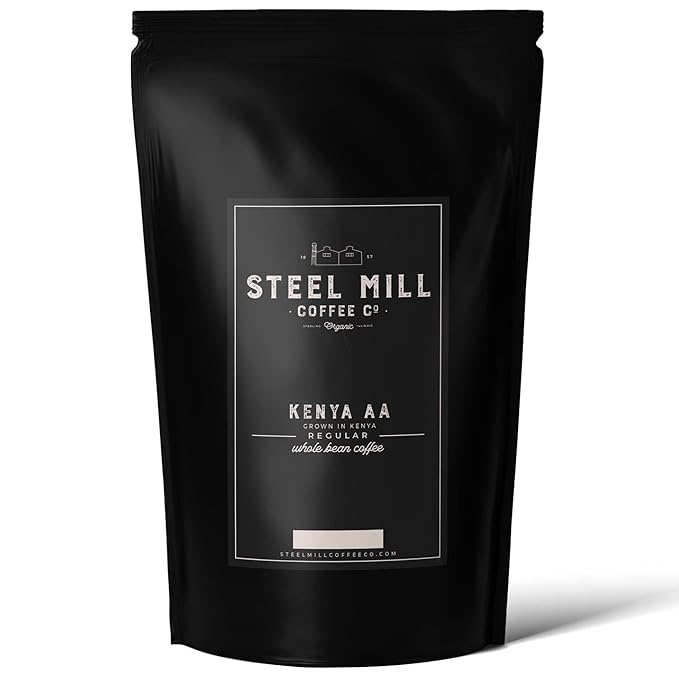 Steel Mill Coffee Co. Kenya AA Single-Origin Ground Coffee, Regular, Medium Roast, 100% Arabica Beans, 12 oz Bag