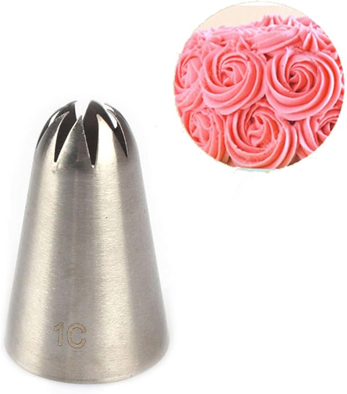 5 piece Stainless Steel Rose Flower Piping Tips Piping Nozzles Cake Decorating Supplies Cookies Cupcake Icing Decorating Supplies Decorating Kits Frosting Icing Tips Baking Set Tools #2