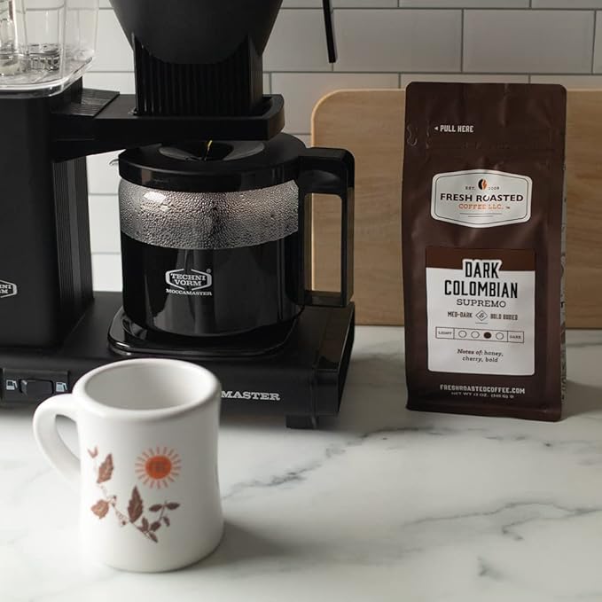 Fresh Roasted Coffee,100% Dark Colombian, 12 oz, Med-Dark Roast, Kosher, Ground