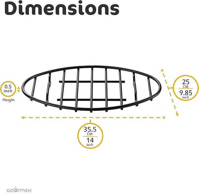 Oval Cooling Rack with Integrated Feet, Roasting Wire Rack, Drying, Grilling, Cooking, Baking Rack With Non-Stick Coating, PTFE Free, Oven and Dishwasher Safe, Large Oven Rack 9.85 X 14 inches
