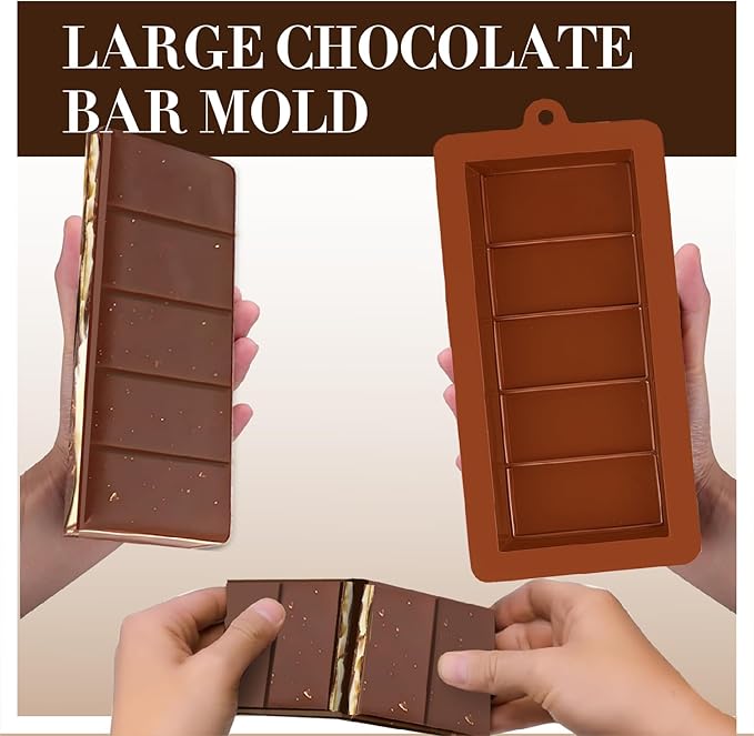 2 PCS Chocolate Bar Molds Deep Silicone Molds for Chocolate Bar Pistachio Dubai Candy Milk Chocolate Stuffed Bar