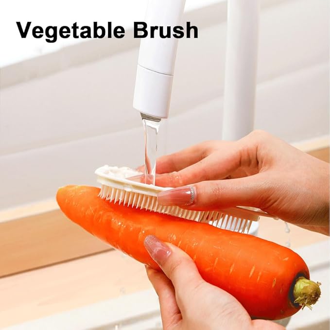 Vegetable Brush, 2 PCS Vegetable Brush Scrubber for Fruits, Potato Scrubber Potato Brush, Soft Bristle Brush for Potato/Carrots/Lotus Root