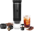 3-in-1 Portable Coffee Maker, Self-Heating Espresso Machine, USB Rechargeable Travel Coffee Maker, Compact for Office, Travel, Camping - Black