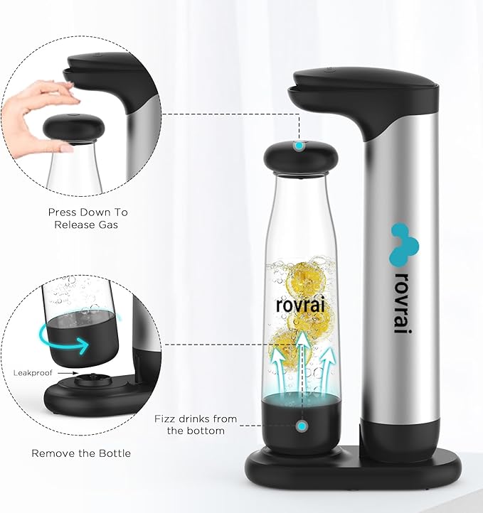 Soda Water Maker,Sparkling Water Machine with Superior Carbonation Technology,Comes with Co2 Refill Adapter,Compatible with Sodastream/Ninja/Soda Sense/Simpli TR21-4 thread (Screw-In) Co2 Cylinders