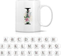 Retreez Initial A-Z Floral Botanical Bouquet Alphabet Monogrammed Monogram Mug 11 Oz Ceramic Tea Coffee Mugs - Appreciation Thank You Wedding Birthday Gifts for her friend coworker sister - I Initial