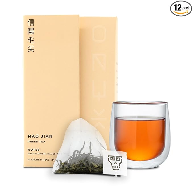 Onyx Coffee Lab Mao Jian Tea Bags (12 Count) – Chinese Green Tea Blend w/Floral & Umami Notes – Relaxing Specialty Tea