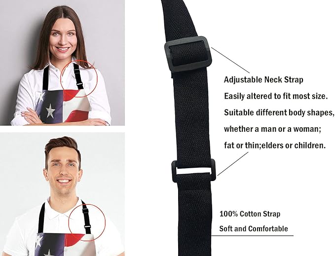 USA Flag Kitchen Cooking BBQ Chef Apron,Amercan Flag Apron for Men, Women - Dad Presents, Presents for Men - Birthday, Mothers Day Presents for Mom, Wife, Husband, Brother, Friends