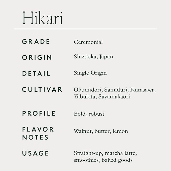 Matchaful - Hikari - Single Origin Ceremonial Matcha - Fine Green Tea Powder, Direct-Trade From Shizuoka, Japan - Smooth and Creamy with Flavor Notes of Walnut, Lemon, Butter - 100g Bag