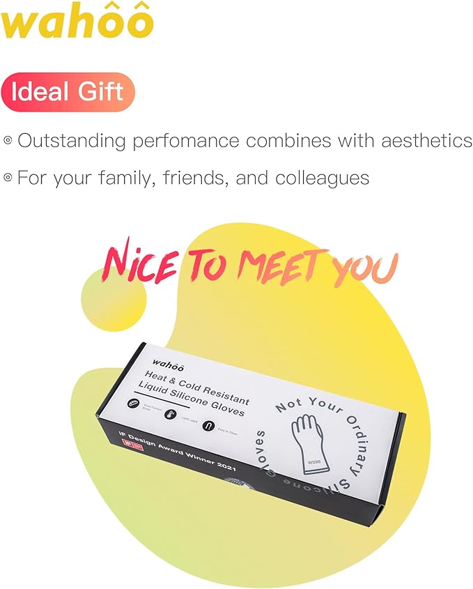 wahoo Liquid Silicone Smoker Oven Gloves, Food-Contact Grade, Heat Resistant Gloves for Cooking, Grilling, Baking, Grey, XXL/11