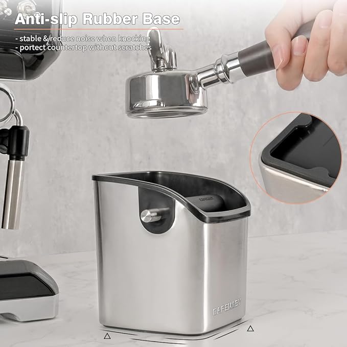 Coffee Knock Box Espresso Accessories - Home Use Small Coffee Puck Knock Box Stainless Steel for Espresso Machine Coffee Grounds