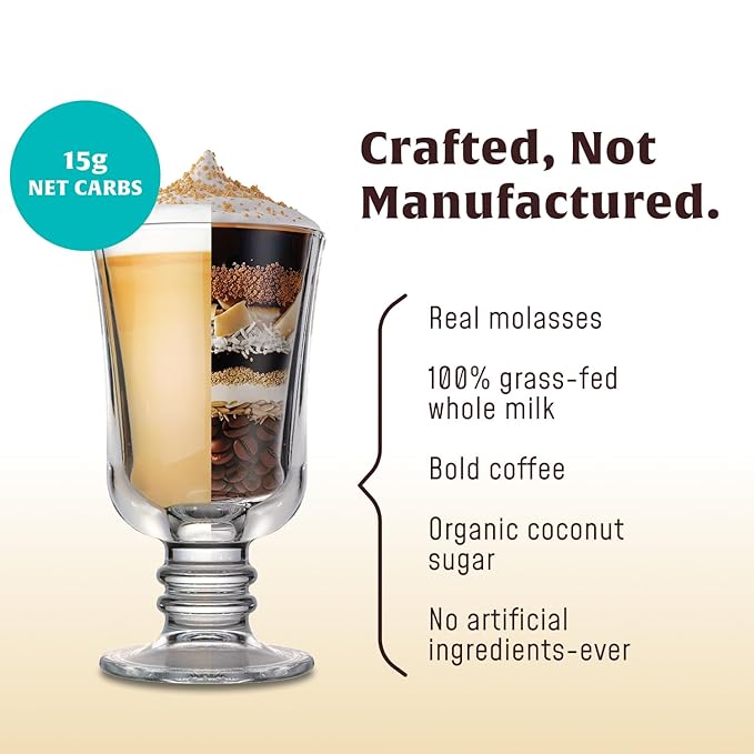 FlavCity Café Brown Sugar Latte - Flavored Instant Coffee Powder Mix with Grass-Fed Whole Milk & Real Molasses - Instant Latte Made from Real Ingredients - All In One, Just Add Water (20 Servings)