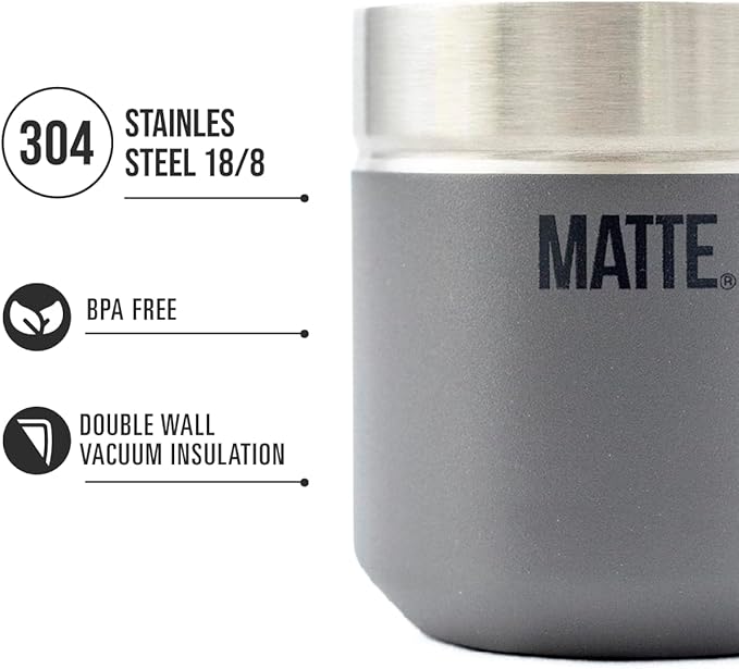 Matte 6.5 oz Yerba Mate Gourd and Bombilla Set - Includes DS Pro Box - BPA Free Yerba Mate Set Kit with Mate Straw, Elegant Design, Non-Slip Base (Grey)