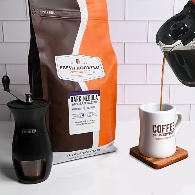 Fresh Roasted Coffee, Dark Nebula, 5 lb (80 oz), Medium Roast, Kosher, Ground, (Pack of 1)