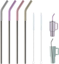 Replacement Straws for 40oz Tumblers,Metal Straws Reusable Compatible with Stanley 40oz Cup, 40 oz Tumbler Straw,4 Pack 12" Extra Long Stainless Steel Straws with Silicone Tips and Cleaner Brush