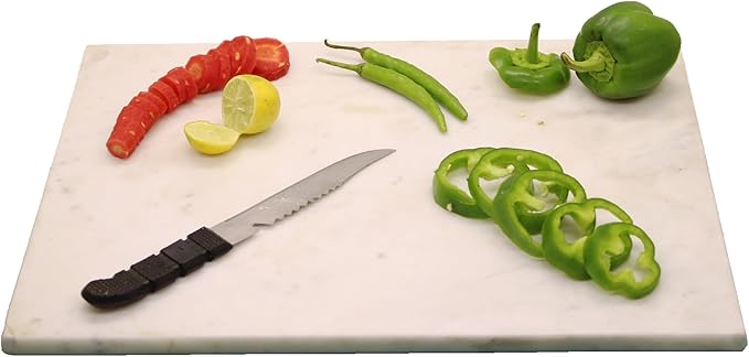 Marble Cheese and Pastry Board 16 x 12 Inch – Natural Carrara White Marble Cutting Board and Serving Tray for Dough, Bread, Pizza, Charcuterie – Heavy, Non-Slip, Gift-Ready.