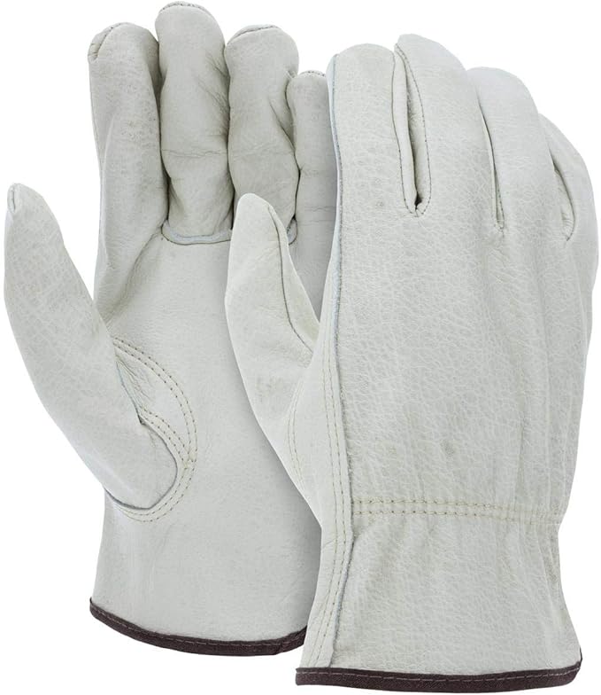 ATERET 12 Pairs Small Heavy Duty Durable Cowhide Leather Work Gloves I Driver Gloves for Truck Driving, Warehouse, Gardening, Farming
