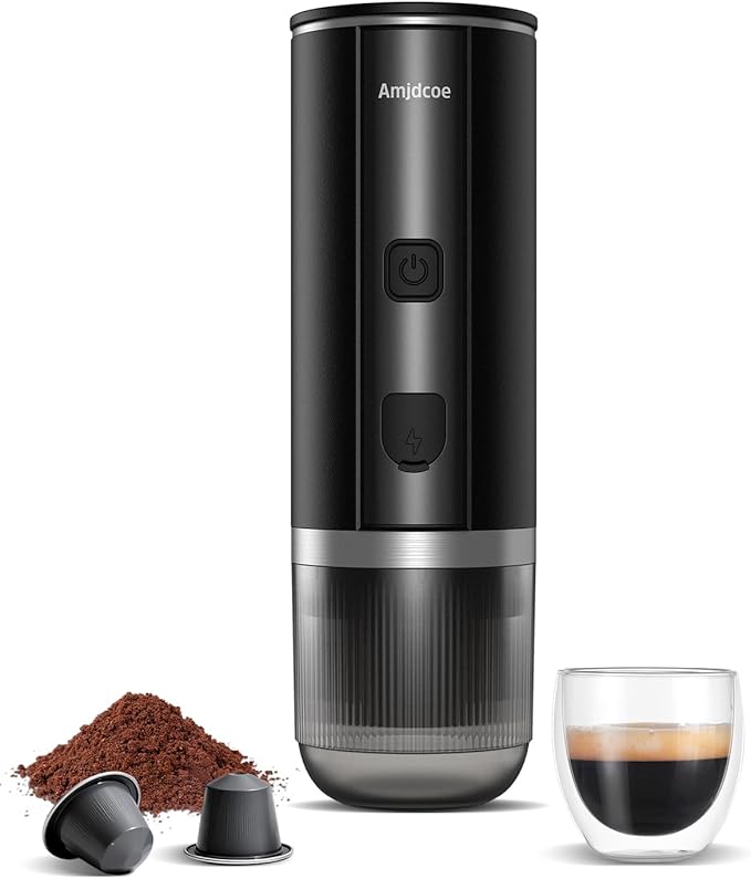 Portable Espresso Maker, 20 Bar Electric Espresso Machine for Travel, Camping, Rechargeable USB-C Mini Coffee Maker for NS Capsule Pods and Ground Coffee, Matte Black