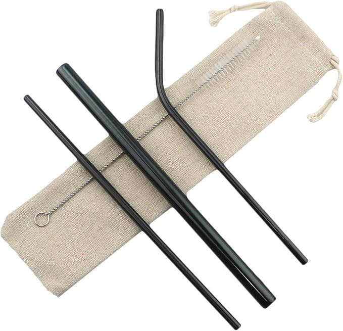 Gugrida Metal Straws Stainless Steel Straws 8.5" Drinking Straws Reusable 3 Set - Ultra Long Muti Color-Cleaning Brush for 20/30 Oz for Trail Tumblers Yeti RTIC SIC Ozark (2 Straight|1 Bent|1 Brush）