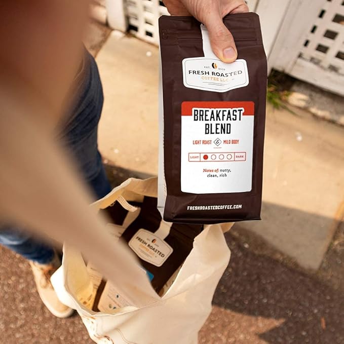 Fresh Roasted Coffee, Breakfast Blend, 2 lb (32 oz), Light Roast, Kosher, Ground 2 Pound (Pack of 1)