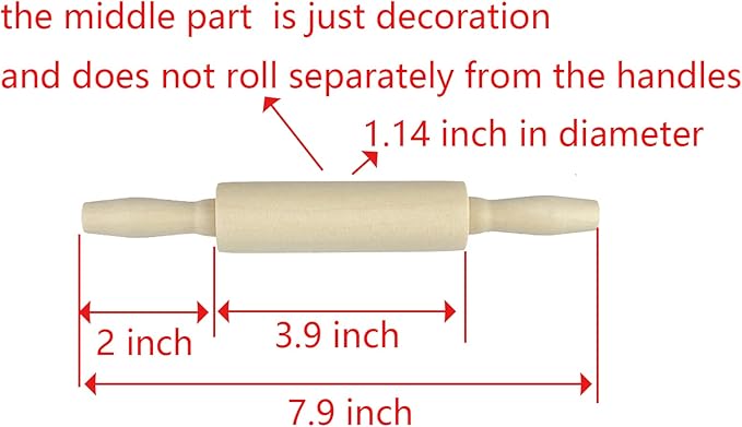 20 Pack Wood Small Rolling Pin for Kids, 7.9 Inch Kids Rolling Pin for Home Kitchen