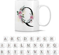 Retreez Initial A-Z Floral Botanical Bouquet Alphabet Monogrammed Monogram Mug 11 Oz Ceramic Tea Coffee Mugs - Appreciation Thank You Wedding Birthday Gifts for her friend coworker sister - Q Initial