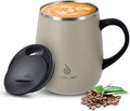 Ideus 16 oz (470 ml) Insulated Coffee Mug with Handle and Lid, Double Wall Stainless Steel Vacuum Thermal Coffee Mug, Travel Coffee Cup Thermal Cup for Home and Office (Mars Celadon)