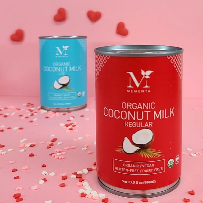 Mementa Inc Organic Lite Coconut Milk 9% Fat, Vegan, Plant-Based, Lactose-Free, 13.5 Fl Oz (Pack of 3) - Premium Organic Milk Alternative with Coconut Cream Richness