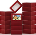 Zonon 30 Pcs Soap Boxes for Homemade Packaging, Mini Kraft Treat Boxes with Window for Bakery Candy Soap Making Gift Packaging(3.7 x 2.6 x 1.37 Inch,Burgundy)