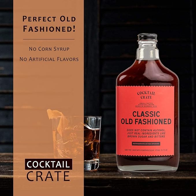 Cocktail Crate Old Fashioned Drink Mixer | Makes 51 Cocktails | Award-Winning Craft Mixer for Classic Old Fashioned - Premium Syrup Handcrafted with Aromatic Bitters & Demerara Sugar | 12.7oz - 3 pack