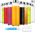 Clear Glass Bottles with Lids 18 oz, Reusable Glass Water Bottles with Stainless Steel Cap for Juicing, Refrigerator,100% Leak Proof, BPA Free, Juice Water Bottle Set of 10