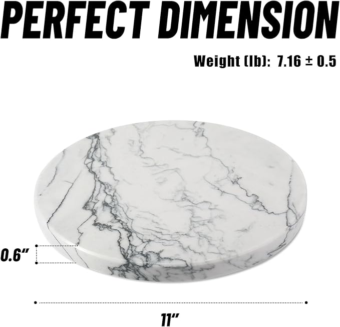 Koville Brazilian Natural Marble Cutting Board for Kitchen, 11inch Round Hand Crafted Marble Slab for Cheese, Charcuterie, Pastry Board - Wedding Gift, House Warming Gift(Maldivi)