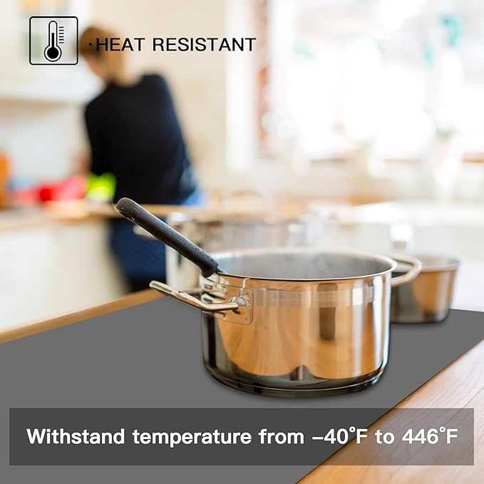 Silicone Mats for Kitchen Counter, 47.3"x23.6"(120cmx60cm) Large Heat Resistant Mat Kitchen Island Waterproof 2MM Thick Countertop Protector Mat Nons-slip Extra Large Counter Mat, Translucent Black