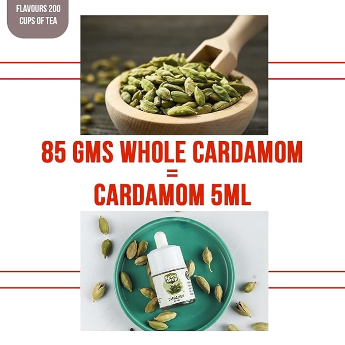 Spice Drop Cardamom Extract - Up to 180 Drops Per Bottle | Tea, Coffee, Cooking, Baking, Dessert | Pure Whole Green Cardamom Pod Extract | No Added Color or Preservative | Vegan (0.17oz, Pack of 1)