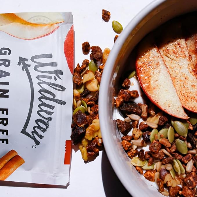 Wildway Keto Granola | Apple Cinnamon | Grain-Free, Certified Gluten-Free Cereal | Vegan, Low Carb | No Sugar Added | Paleo-Friendly | Non-GMO Fruit & Nut Clusters | Nutrient-Rich Snack | 8 oz, 6 Pack