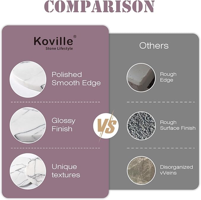 Koville Marble Cutting Board for Kitchen Countertop, 11" Round Marble Cheese Board Serving Tray for Baking, Charcuterie, Pastry, Trivet, Stone Cutting Boards for Kitchen - Milas Lilac